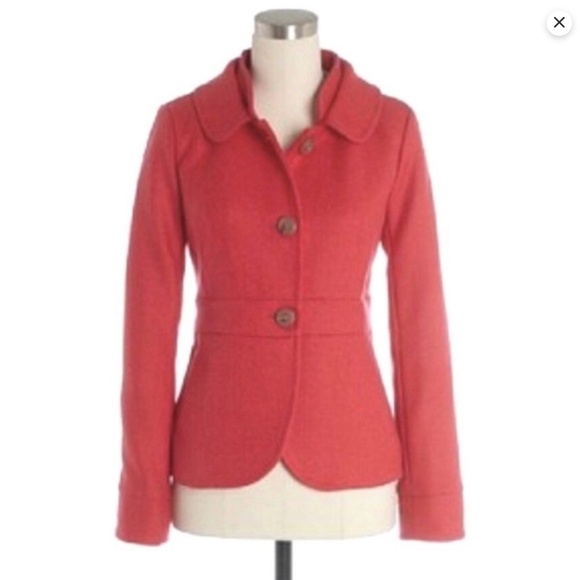 J Crew Sz 0 Wool Maggie Jacket Button Down Pink - Picture 1 of 7